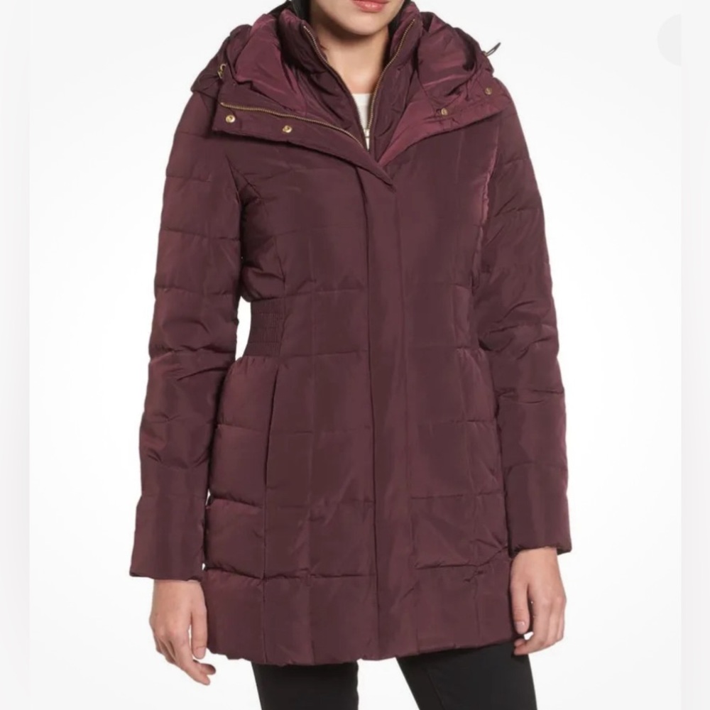 Cole Haan Women’s Merlot Hooded Down & Feather Puffer Jacket Sz Xs